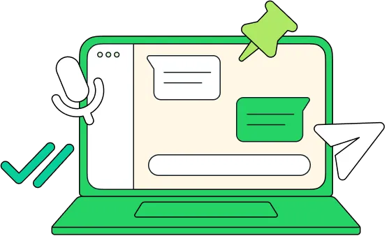 desktop computer showing green text bubbles referencing whatsapp for desktop